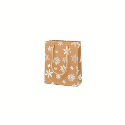 15x12x6cm. Snowflake print kraft paper gift bag