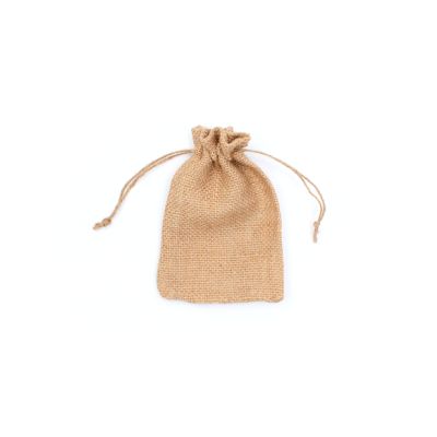 15x10cm. Natural sack cloth gift bag.
