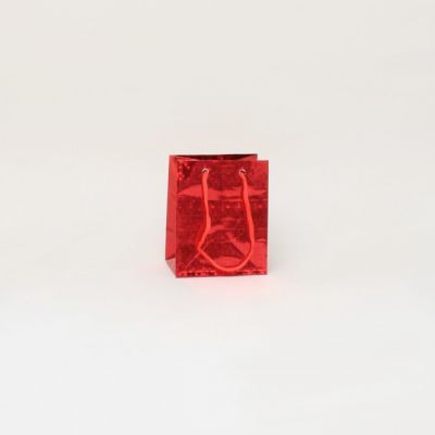 Size: 10x8x6cm Red holographic paper gift bag