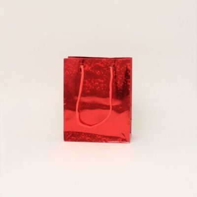 Size: 14x11x6.5cm Red holographic paper gift bag