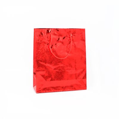 21.5x18x7.5cm. Red holographic paper gift bag