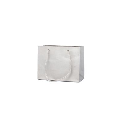 11x14x6cm. Silver printed kraft paper gift bag