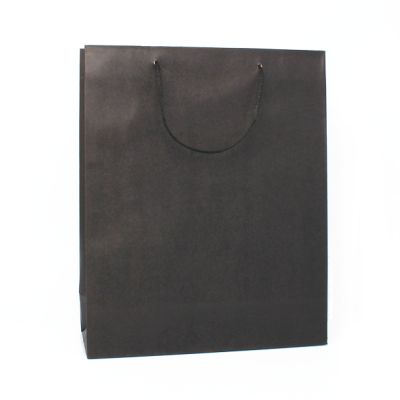 32x26x10cm. Black printed kraft paper gift bag