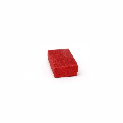 Cufflink / Earring box. 8x5x2.5cm. Red glitter gift box.