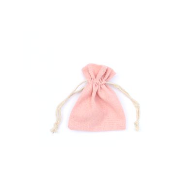 10x8cm. Soft pink cotton rich drawstring bag