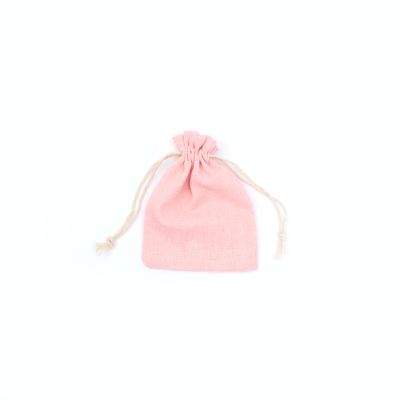 13x10cm. Soft pink cotton mix drawstring bag