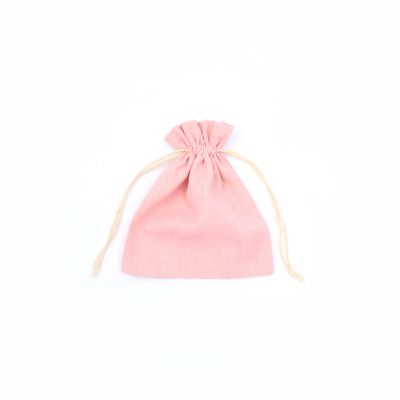 16x14cm. Soft pink cotton drawstring bag