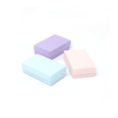 Cufflink / Earring box. 8x5x2.5cm. Pink/lilac/aqua mix