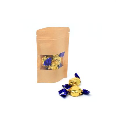 14x9x3.5cm. Lined brown paper food grade bag.