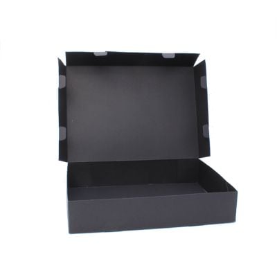 Size: 30x22x6cm Black printed fold flat box. Fast assembly.
