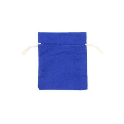 15.5x13.5cm. Blue cotton rich drawstring bag