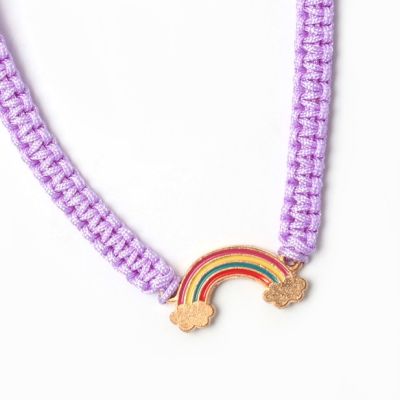 Adjustable cord bracelet with Rainbow charm