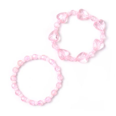 Card of 2 stretch pink beaded bracelets