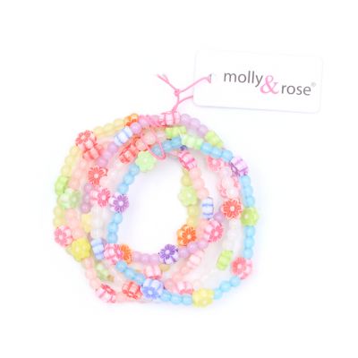 Pack of 5 frosted beads and daisy bracelets