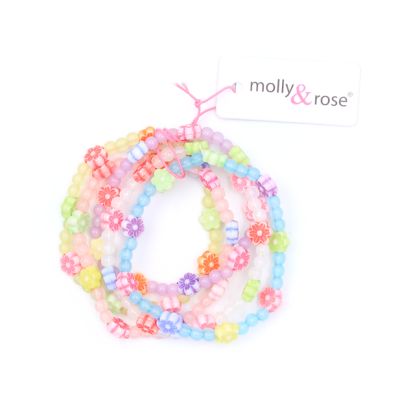 Pack of 5 frosted beads and daisy bracelets