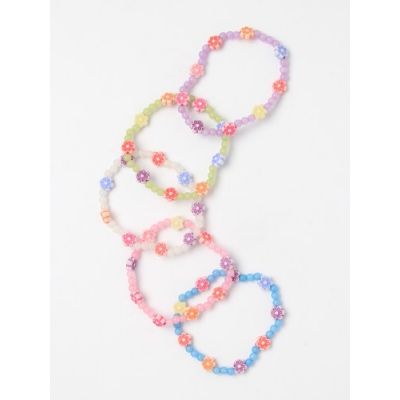 Pack of 5 Frosted Beads and Daisy Bracelets