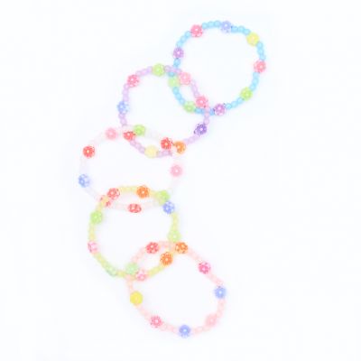 Pack of 5 frosted beads and daisy bracelets