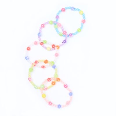 Pack of 5 frosted beads and daisy bracelets