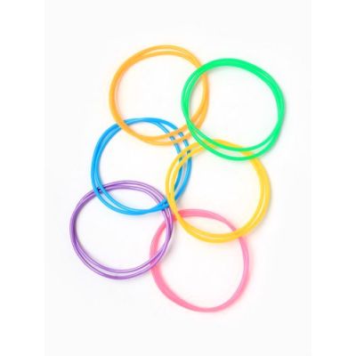 Card of 12 bright coloured gummy bangles.