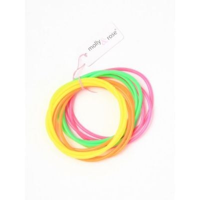 Card of 12 neon coloured gummy bangles