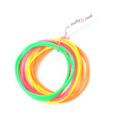 Card of 12 neon coloured gummy bangles