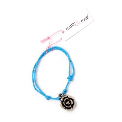 Adjustable corded bracelet with Silv charm.