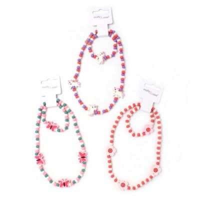 Children's beaded necklace and bracelet set