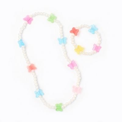 Childrens stretch butterfly motif necklace set