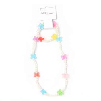 Childrens stretch butterfly motif necklace set