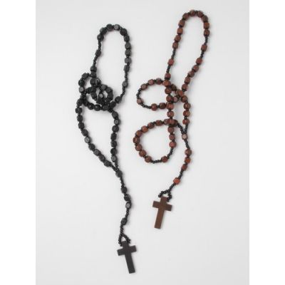 36" Wooden rosary bead necklace.