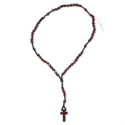 36" Wooden rosary bead necklace