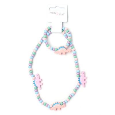Dinosaur stretch bead necklace and bracelet set