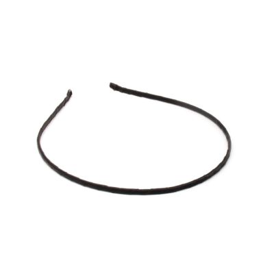 3mm Black ribbon wrapped narrow metal aliceband
