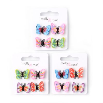 Card of 4 fimo butterfly mini clamps. 1cm