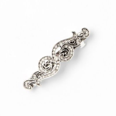 Antique style vintage crystal swirl barrette 6cm