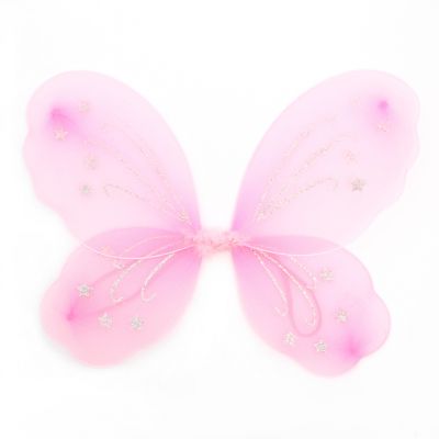 Pink net fairy wings with glitter stars 50x38cm