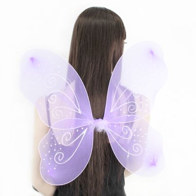 Lilac net fairy wings with glitter swirls 52x46cm