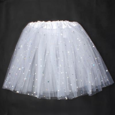 White net tutu with stars. Double layered. Child size