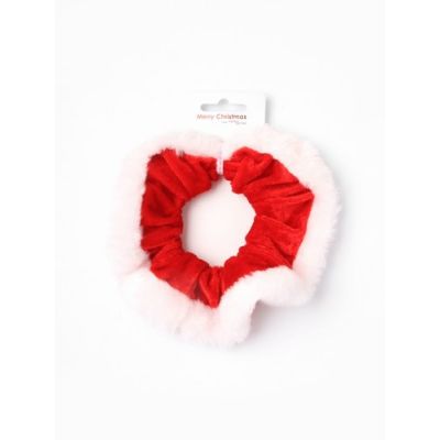 Bright red velvet Christmas scrunchie