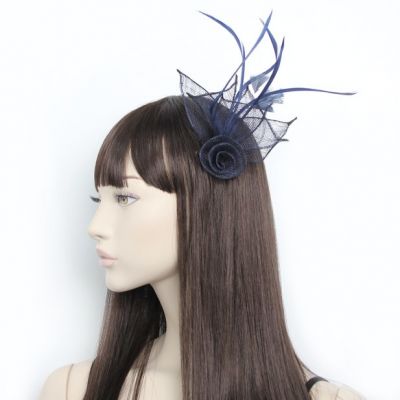 © Style Fifi. Navy flower fascinator on a clip and pin