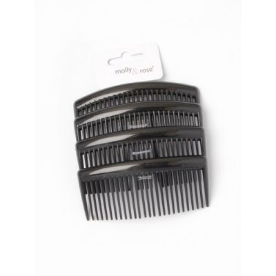 Card of 4 black combs 9cm