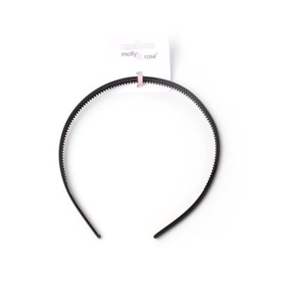 8mm wide black plastic aliceband with teeth