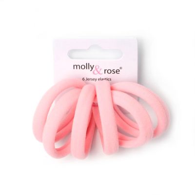 Jersey elastics - Pink - Card of 6 - 8mm thick