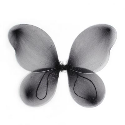 Black net fairy wings with glitter 49x39cm