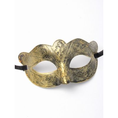 Brushed metal effect masquerade mask.