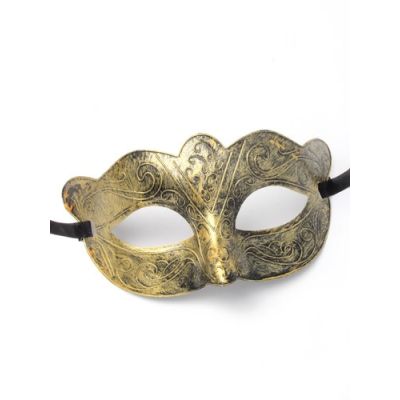 Brushed metal effect masquerade mask.