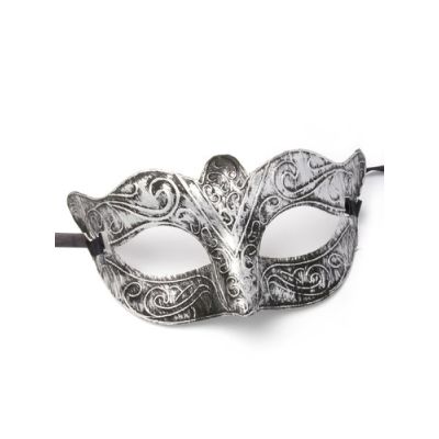 Silv brushed metal effect masquerade mask.