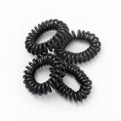 Small telephone elastic - 9mm thick - Card of 4 - Black
