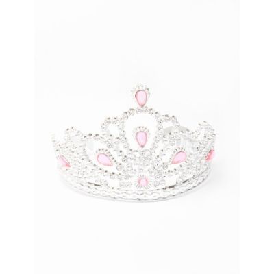 Silv Plastic tiara with pink stones