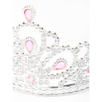 Silv Plastic tiara with pink stones